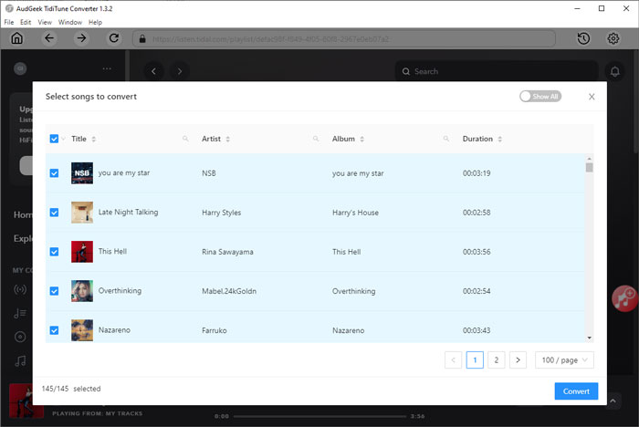 Select Tidal Songs